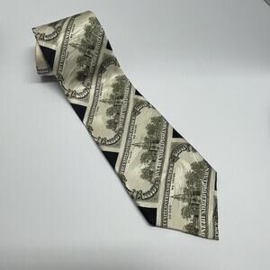 MUSEUM ARTIFACTS Silk Tie American US United States 100 Dollar Bill Money